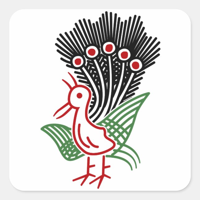 麻 雀 牌 1索 イ ー ソ  -01 SQUARE STICKER (Front)