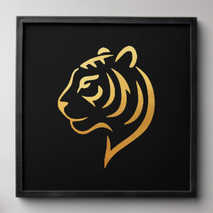 黄金の虎 Gold Tiger – Japanese Minimalist Art Peel And Stick Photo Tile