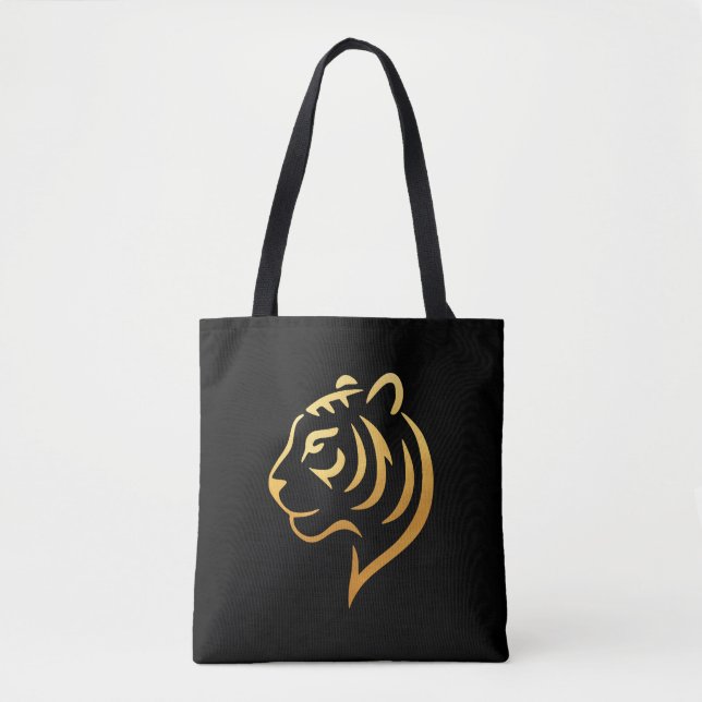 黄金の虎 Gold Tiger – Japanese Minimalist Tote Bag (Front)