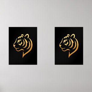黄金の虎 Gold Tiger – Japanese Minimalist Wall Art Sets