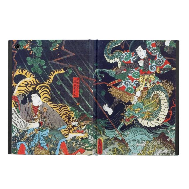 龍虎, 豊国 Dragon & Tiger, Toyokuni, Ukiyo-e Case For iPad Air (Outside)