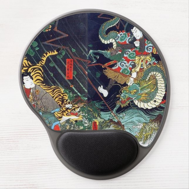 龍虎, 豊国 Dragon & Tiger, Toyokuni, Ukiyo-e Gel Mouse Pad (Front)
