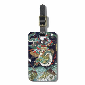 龍虎, 豊国 Dragon & Tiger, Toyokuni, Ukiyo-e Luggage Tag