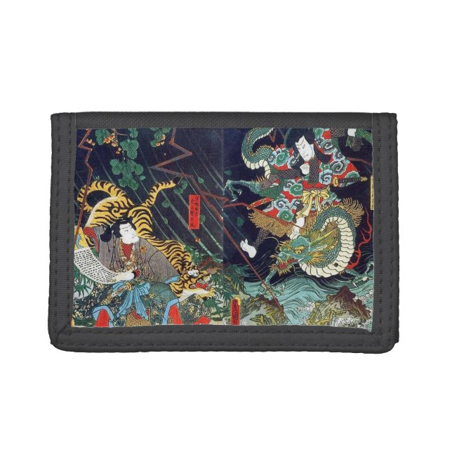 龍虎, 豊国 Dragon & Tiger, Toyokuni, Ukiyo-e Tri-fold Wallet (Front)
