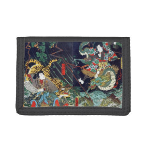 龍虎, 豊国 Dragon & Tiger, Toyokuni, Ukiyo-e Trifold Wallet