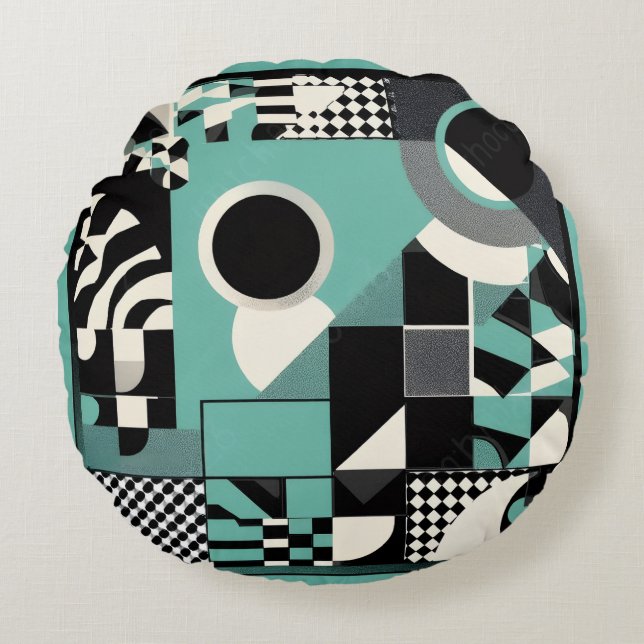 민트패턴 액자 ROUND PILLOW (Front)