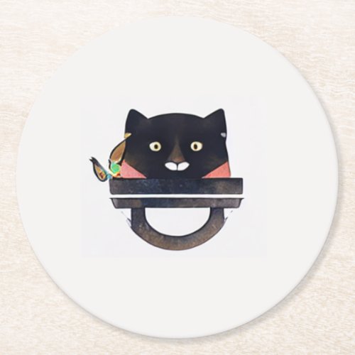 ë black cat paper coaster
