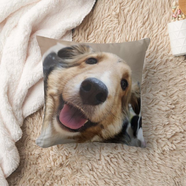 스마일 강아지 얼굴 베개쿠션 THROW PILLOW (Blanket)