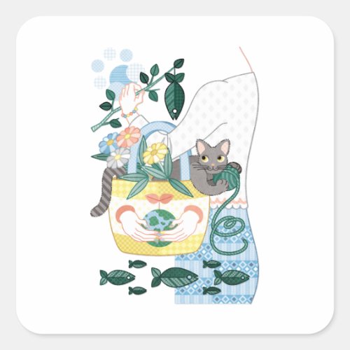 Ｎ・ＥＣＯＢＡＧ（remake） Square Sticker