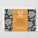 Search for orange and black wedding invitations Damask