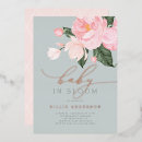 Search for blue gold baby shower invitations Baby in bloom