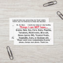 Search for allergy business cards Food