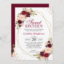 Search for burgundy sweet 16 invitations Watercolor