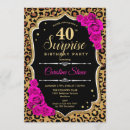 Search for pink and black 40th birthday invitations Gold glitter