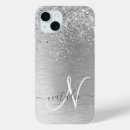 Search for silver iphone cases Monogrammed trendy metallic modern