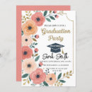 Search for gold glitter graduation invitations Boho floral watercolor