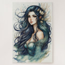 Search for fantasy mermaid puzzles Watercolor