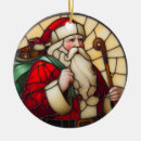 Search for stained glass ornaments Santa