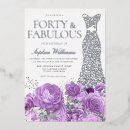Search for purple and silver birthday invitations Floral