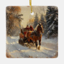 Search for reindeer with santa sleigh ornaments Vintage