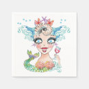 Search for mermaid napkins Watercolor