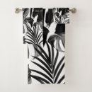 Search for palm leaf bath towels Black and white