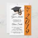 Search for black and orange graduation invitations High school