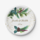 Search for green christmas tree plates Red berries
