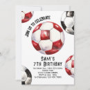 Search for soccer birthday invitations Red