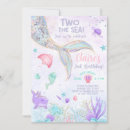 Search for mermaid 2nd birthday invitations Girl