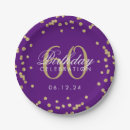 Search for purple and gold plates 60th birthday party
