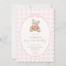 Search for teddy bear 1st birthday invitations Baby girl