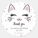 Search for cat birthday stickers Pink and gold