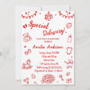 Search for pizza baby shower invitations Hand drawn