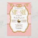 Search for sip and see baby girl shower invitations Pink and gold