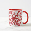 Search for red white snowflakes mugs Scandinavian