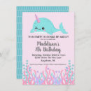 Search for narwhal birthday invitations Pink