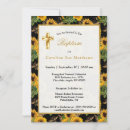 Search for sunflowers baptism invitations Gold