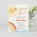 Search for here comes the sun baby shower invitations Rainbow
