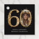 Search for 60th birthday favor tags Black and gold