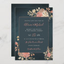 Search for navy blue peach wedding invitations Floral