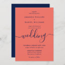 Search for navy and coral wedding invitations Elegant