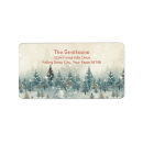Search for snow scene return address labels Pine trees