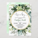 Search for green gold baby shower invitations Botanical