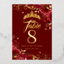 Search for gold and red table cards Quinceanera