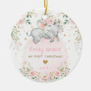 Search for elephant ornaments Baby girl first christmas
