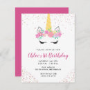 Search for cute unicorn birthday invitations Girls