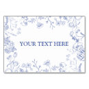 Search for food place cards Blue and white