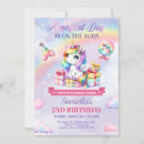 Search for unicorn 2nd birthday invitations Rainbow