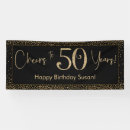 Search for surprise birthday party banners Black and gold